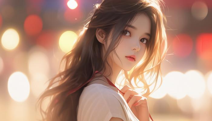 Cute Woman Long Hair 4K Anime Wallpaper