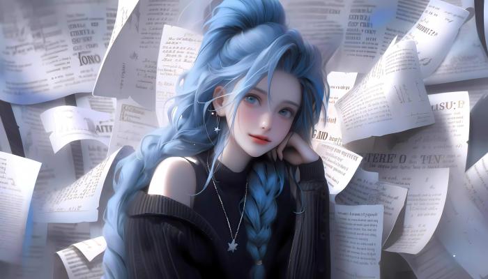 Jinx Blue Hair K 4K Anime Wallpaper