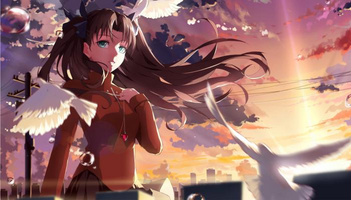Rin Tohsaka Sunset Fate HD Anime Wallpaper