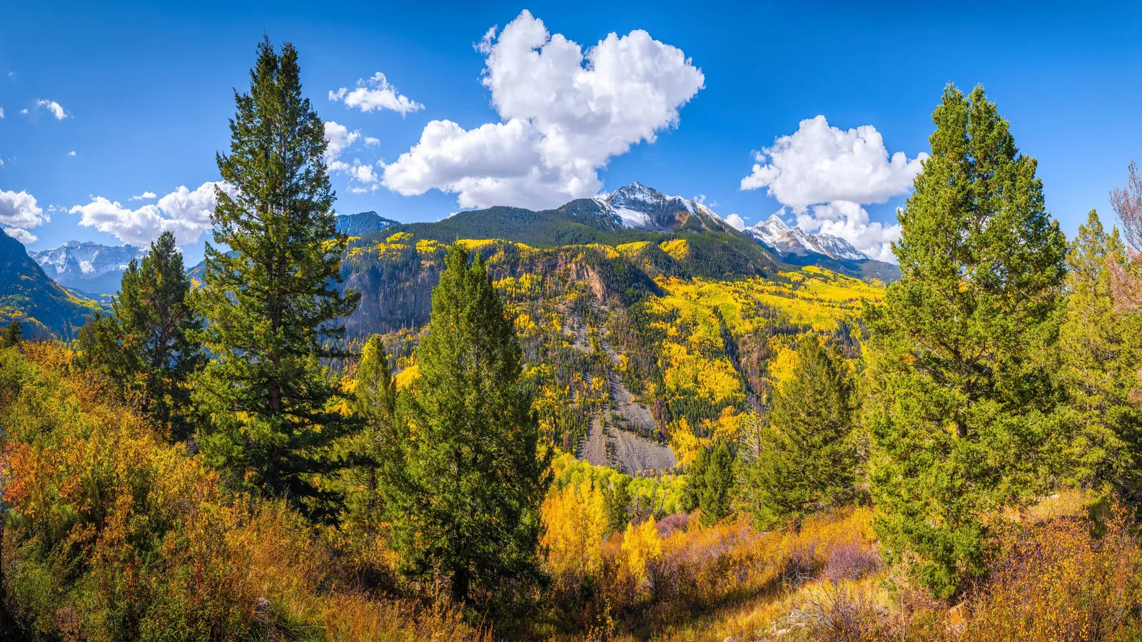 Landscape Mountains Autumn Snow 4K Nature Wallpaper