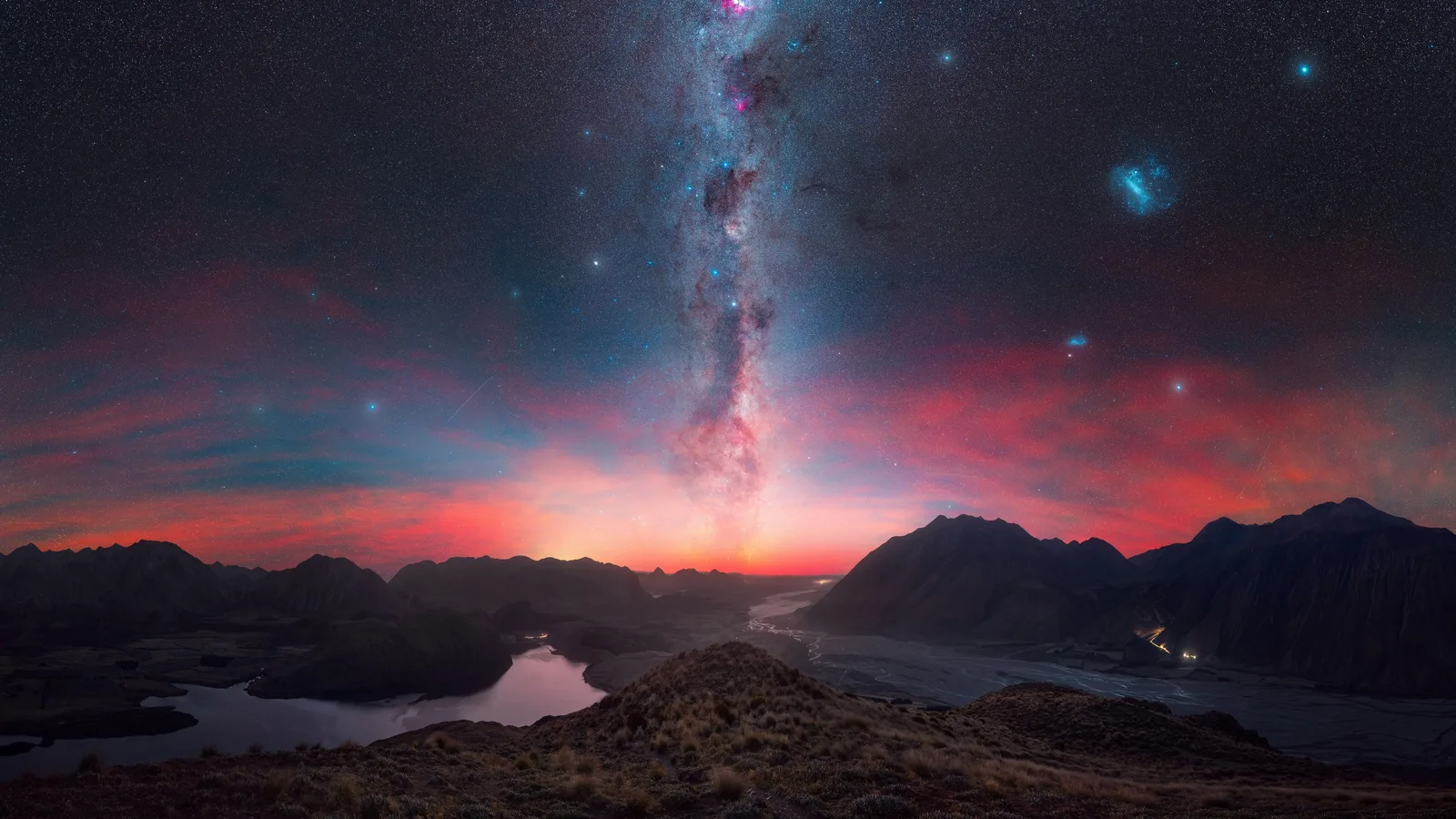New Zealand Milky Way Landscape Mountains 4K Nature Wallpaper