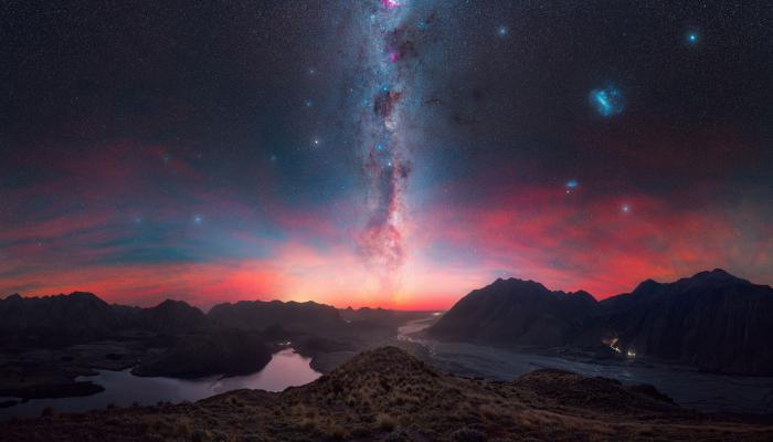New Zealand Milky Way Landscape Mountains 4K Nature Wallpaper