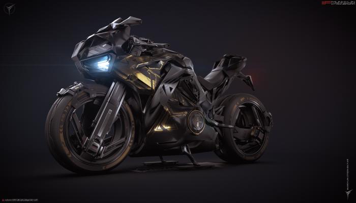 Motorcycle Futuristic Art AI Art AI 4K Creative Wallpaper