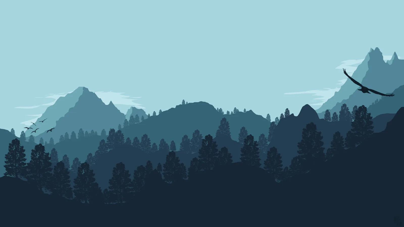 Mountains Forest Minimalist 4K Creative Wallpaper
