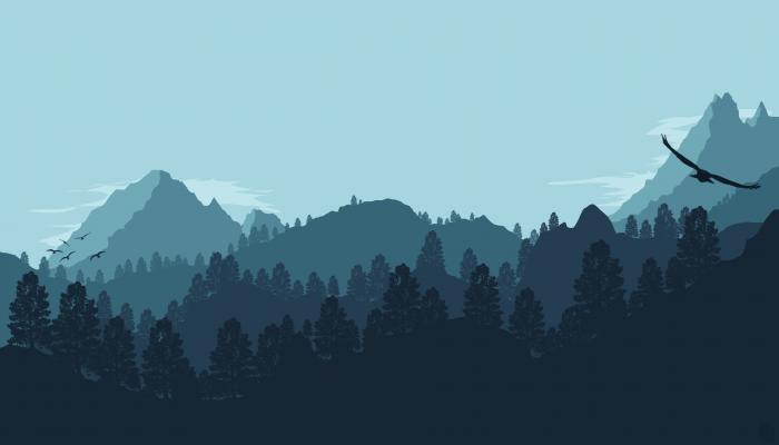 Mountains Forest Minimalist 4K Creative Wallpaper
