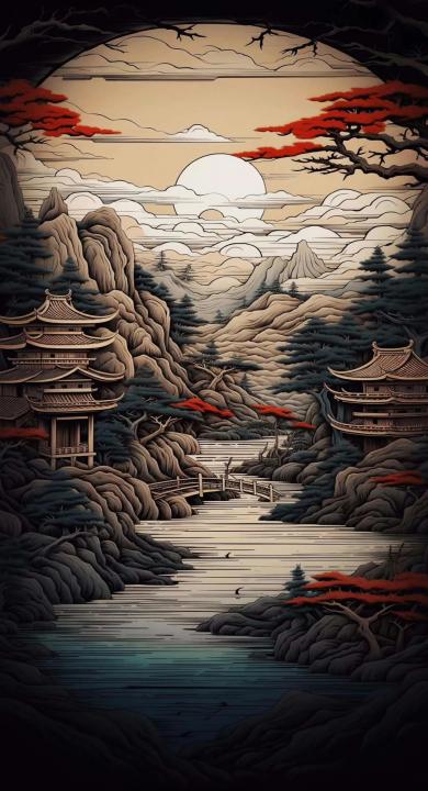 Landscape Traditional Chinese Vertical HD Phone Wallpaper
