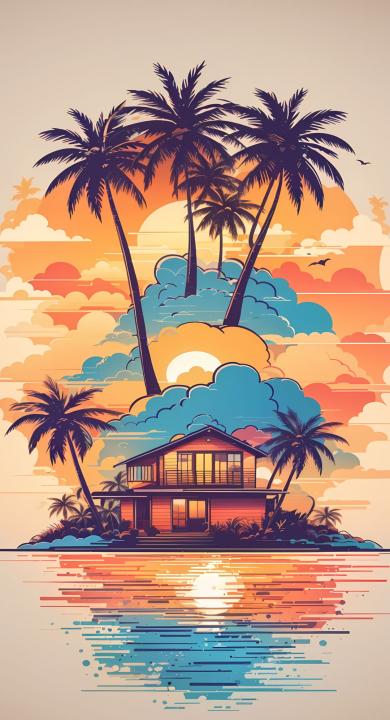 Ocean Cartoon Vertical HD Phone Wallpaper