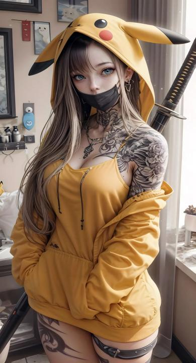 Pikachu Cartoon Woman Vertical HD Phone Wallpaper