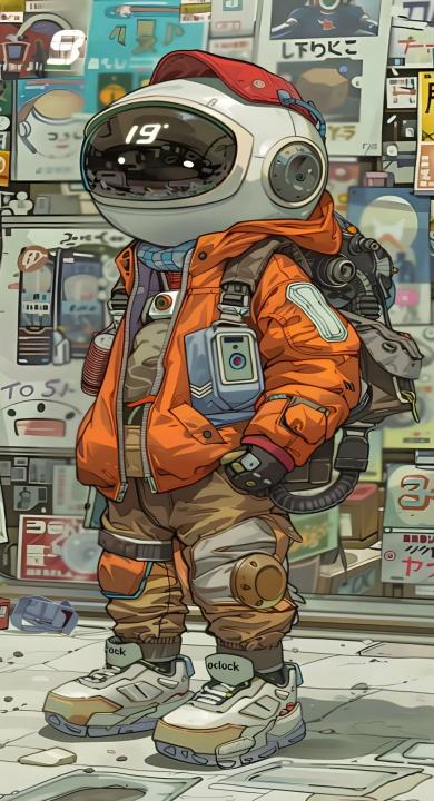 Sci Fi Cartoon Astronaut Futuristic Vertical HD Phone Wallpaper