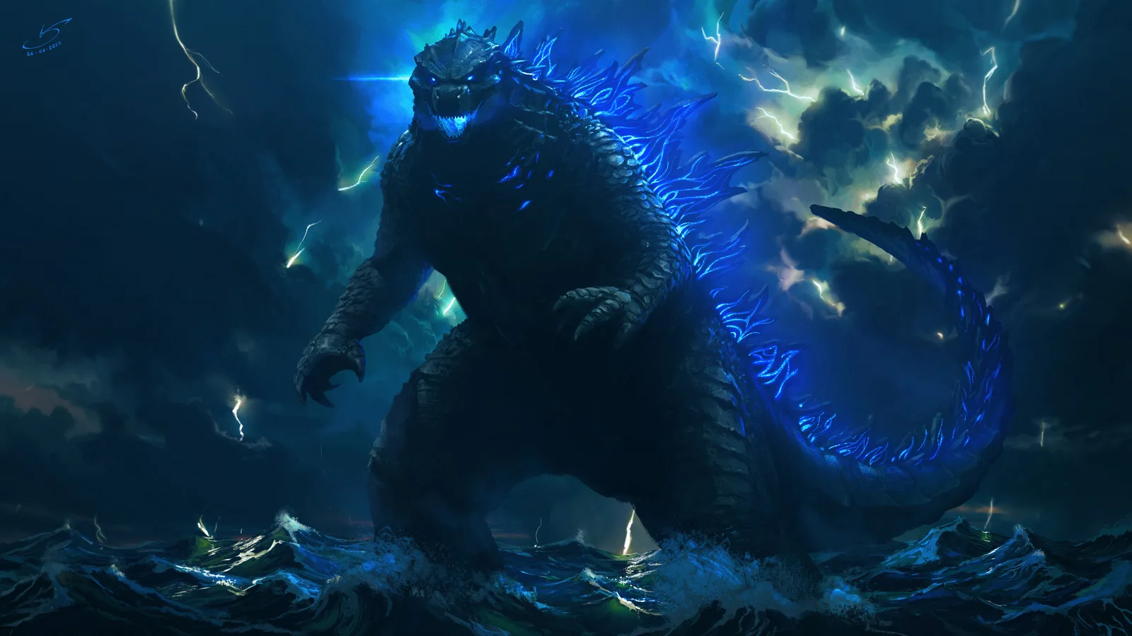 Godzilla Ocean Art Illustration AI 4K Movie Wallpaper