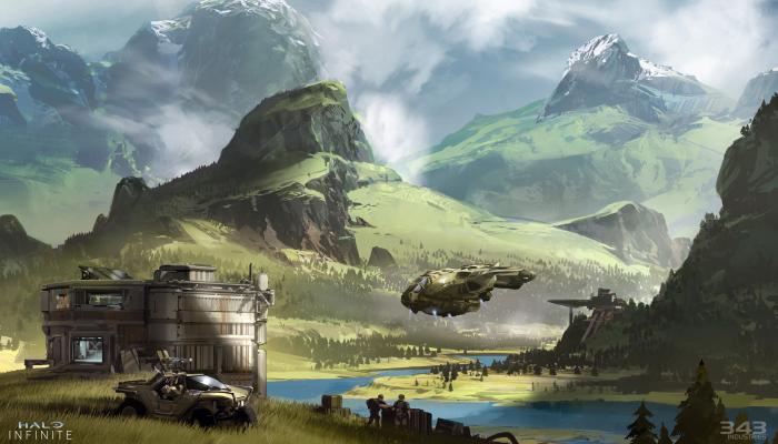 Halo Landscape Mountains Futuristic Sci Fi CG 4K Gaming Wallpaper