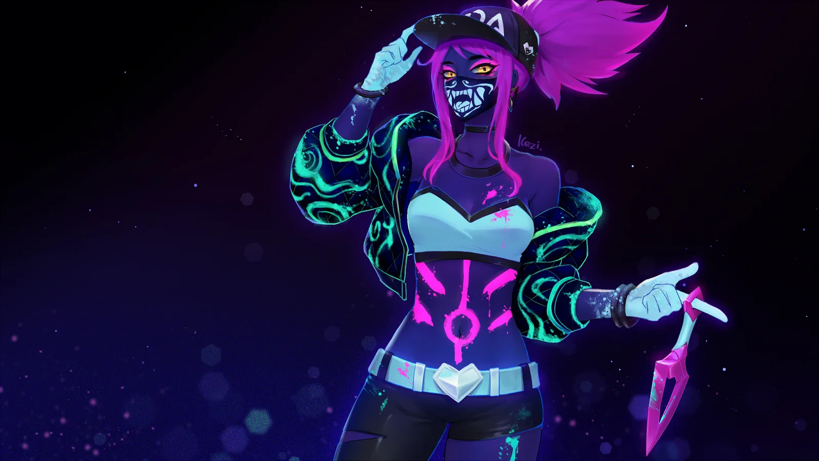 League Of Legends Seraphine Neon Game Art 4K Gaming Wallpaper