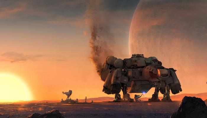 Sunset Robot Space Game Art CG 4K Gaming Wallpaper